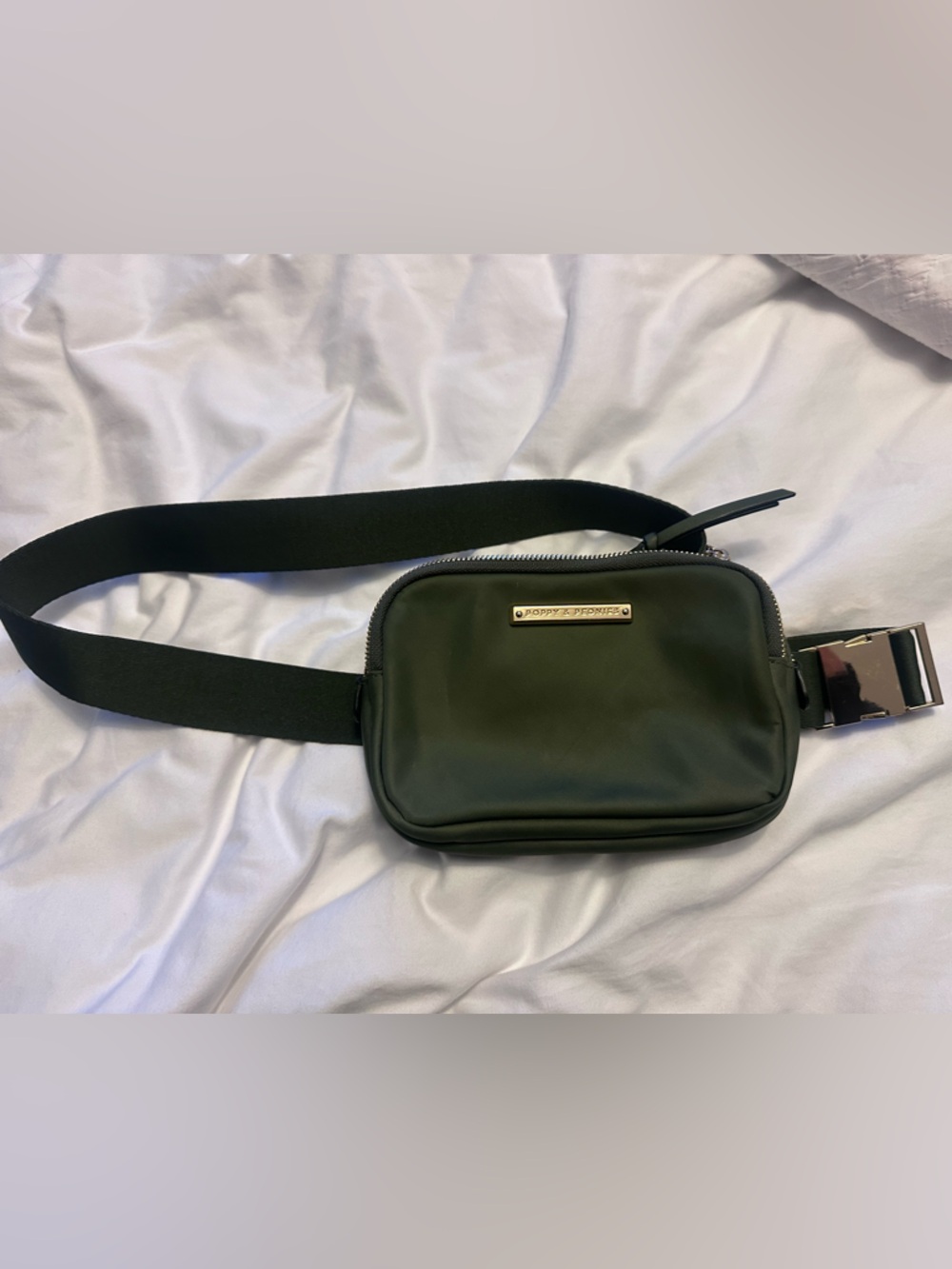 Poppy & Peonies Olive Green On the Run Belt Bag